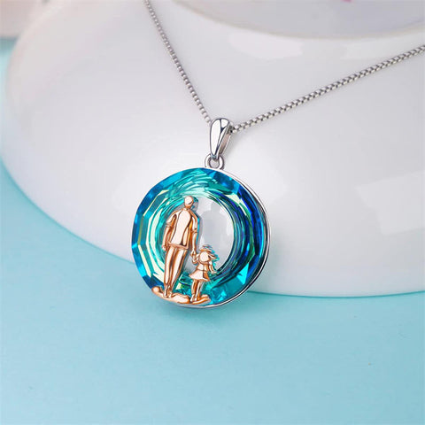 925 Sterling Silver Father Daughter Heart Pendant Necklace from Dad I Love You Forever Jewelry