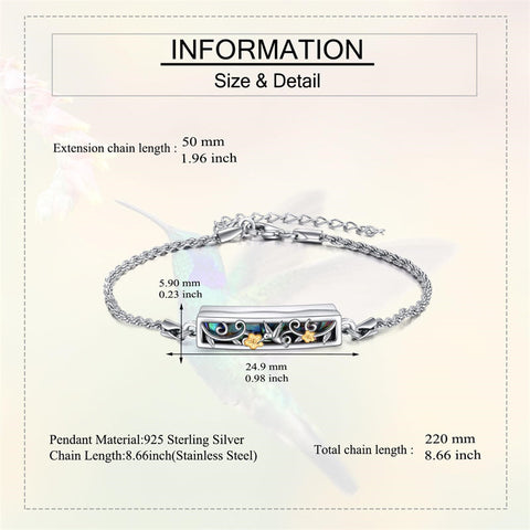 Urn Bracelet for Ashes 925 Sterling Silver Cremation Jewelry for Ashes Keepsake