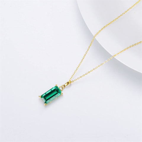 14K Real Gold Emerald Necklace for Women with Natural Diamond Emerald Jewelry Gifts for Mom Wife