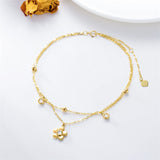 14K Gold Anklets for Women Real Gold, Flower Ankle Bracelet Ankle Jewelry Birthday/Christmas Gift for Wife Girlfriend Her 8''+2''