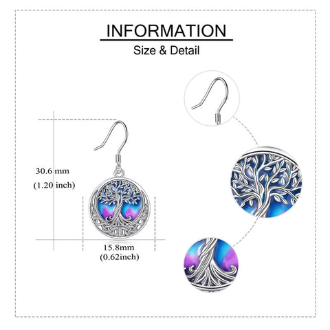 Tree of Life Earrings Sterling Silver Celtic Tree of Life Abalone Shell Dangle Drop Earrings for Women Jewelry
