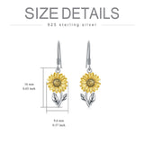 925 Sterling Silver Sunflower Flower Dangle Earrings for Women Girls Teen