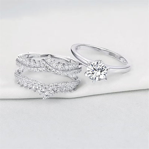 1-4/5 CTW Moissanite Engagement Rings Set for Women,925 Sterling Silver Wedding Rings Set Wedding Anniversary Jewelry Gift Size 4-12