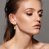 14K Real Gold Highland Cow Earrings for Women,Yellow Gold Heart Cattle Stud Earrings Jewelry Anniversary Birthday Gifts for Her