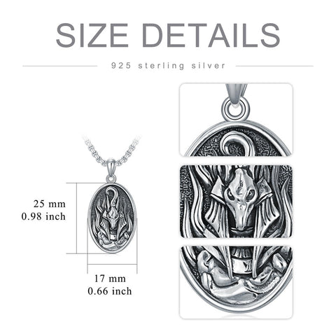 Anubis Necklace 925 Sterling Silver Pendant Jewerly for Men Women Him