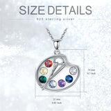 Artist Paint Palette and Brush Necklace 925 Sterling Silver Pigment Necklace Colorful Painters Pendant Painter Charm Necklace