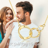 14K Real Gold Interlocking Circle Necklace for Women, Solid Gold Three Circle Necklace Generation Necklace, Three Sister Necklace