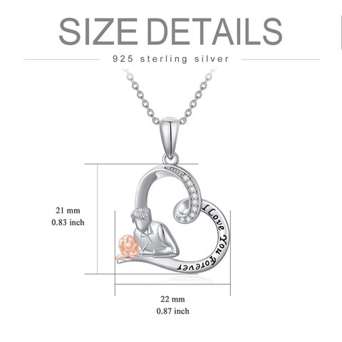 925 Sterling Silver Father Daughter Heart Pendant Necklace from Dad I Love You Forever Jewelry