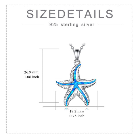 925 Sterling Silver Ocean Jewelry Created Opal Cute Turtle/Dolphin/Starfish  Necklace Birthday Gifts for Women Girls