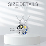 Yin Yang Couples Necklace 925 Sterling Silver Moon And Sun Matching Couples Pendant Mountain Wave BFF Jewelry Gifts