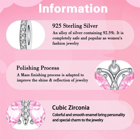 925 Sterling Silver Charm Fits Women's Charm Bracelet & Necklace Valentine's Day Mother's Day Jewelry Gifts for Women Girls