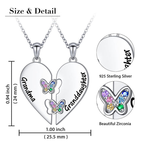 925 Sterling Silver Mother Daughter Granddaughter Family Heart Pendant Necklace Jewelry From Mom Grandmother