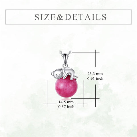 925 Sterling Silver Animal Necklace with Rose Quartz