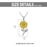 14K Gold Sunflower Necklace for Women You Are My Sunshine Gold Sunflower Pendant Necklace Jewelry Gifts