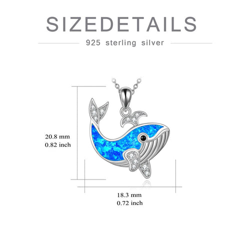 925 Sterling Silver Ocean Jewelry Created Opal Cute Turtle/Dolphin/Starfish  Necklace Birthday Gifts for Women Girls