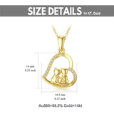 14K Solid Gold Cat Necklace for Women Cat Lover Gift Eternal Love Heart Necklace for Wife Girlfriend and Mom
