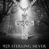 925 Sterling Silver Tree of Life Cremation Jewelry  Urn Necklace for Ashes for Men with 2.5mm 22"+2" Rolo Chain