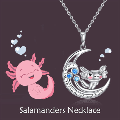 Axolotl Necklace 925 Sterling Silver Axolotl Pendant Cute Animal Jewelry Gift for Women Girls Daughter
