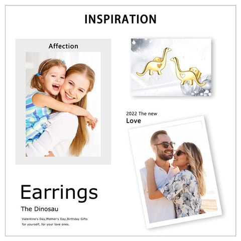 14k Gold Dinosaur Earrings for Women Girls Hypoallergenic