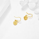 14K Yellow Gold Sunflower Earrings for Women Solid Gold Earrings Jewelry Gifts for Her