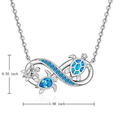 Turtle Necklace 925 Sterling Silver Wave Infinity Necklace Ocean Jewelry Turtle Gifts for Women Mom Mother's Day Gift