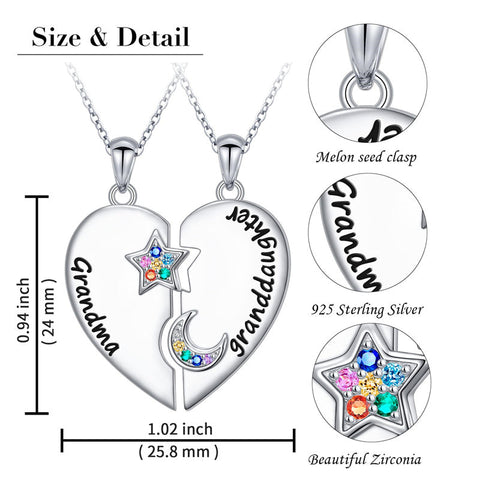 925 Sterling Silver Mother Daughter Granddaughter Family Heart Pendant Necklace Jewelry From Mom Grandmother