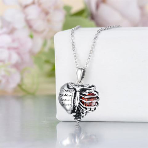 Urn Necklaces for Ashes 925 Sterling Silver Heart Skeleton Birthstone Necklace Cremation Jewelry Memorial Gifts for Women Men Mom